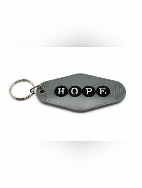 Handmade Hope Motel Keychain Vintage Style Retro Key Fob Grey